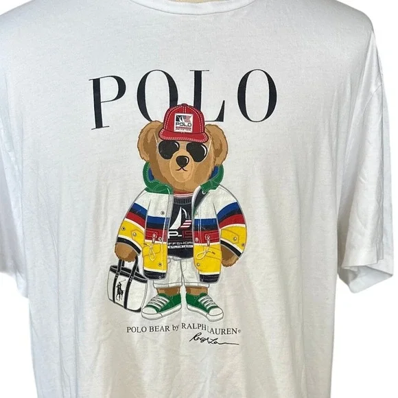 Polo Ralph Lauren T-Shirt Mens XXL White Polo Bear Sailing Graphic Tee retired - Picture 2 of 12